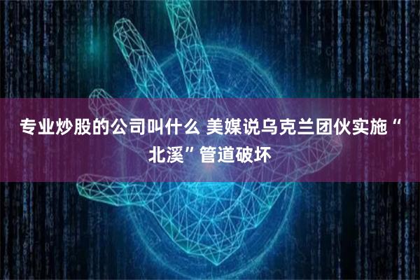 专业炒股的公司叫什么 美媒说乌克兰团伙实施“北溪”管道破坏