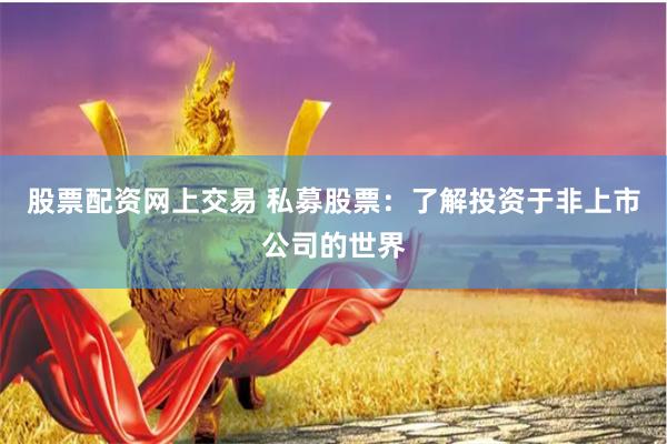 股票配资网上交易 私募股票:了解投资于非上市公司的世界
